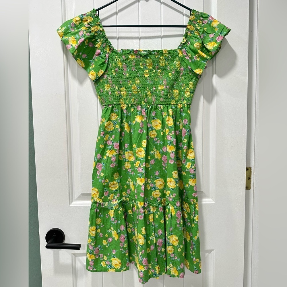 Moon River Green Ruched Top Mini Dress